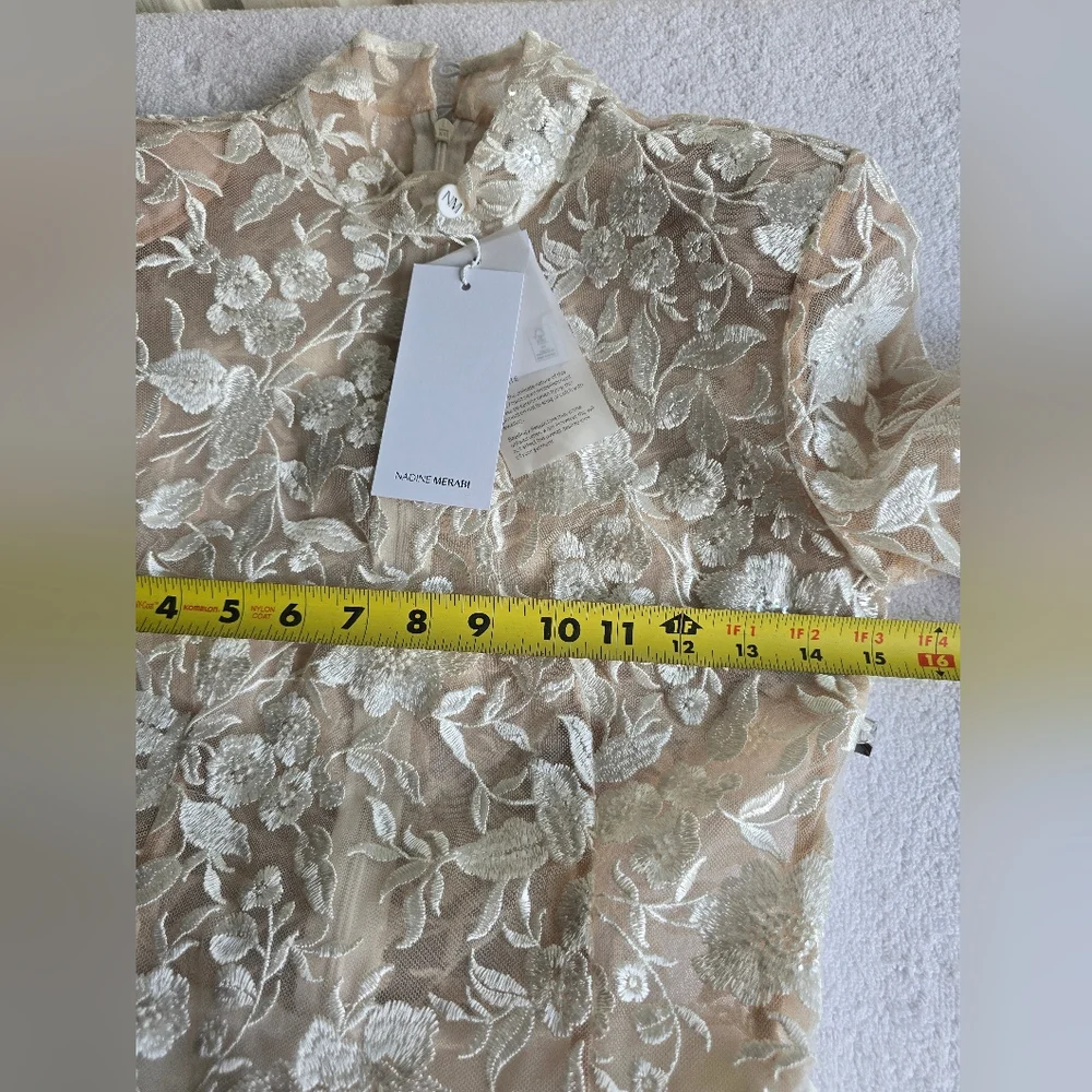 Nadine Merabi Pippa White Dress Size 2(XS) Sheer Top Lace Beaded New. - Picture 8 of 16